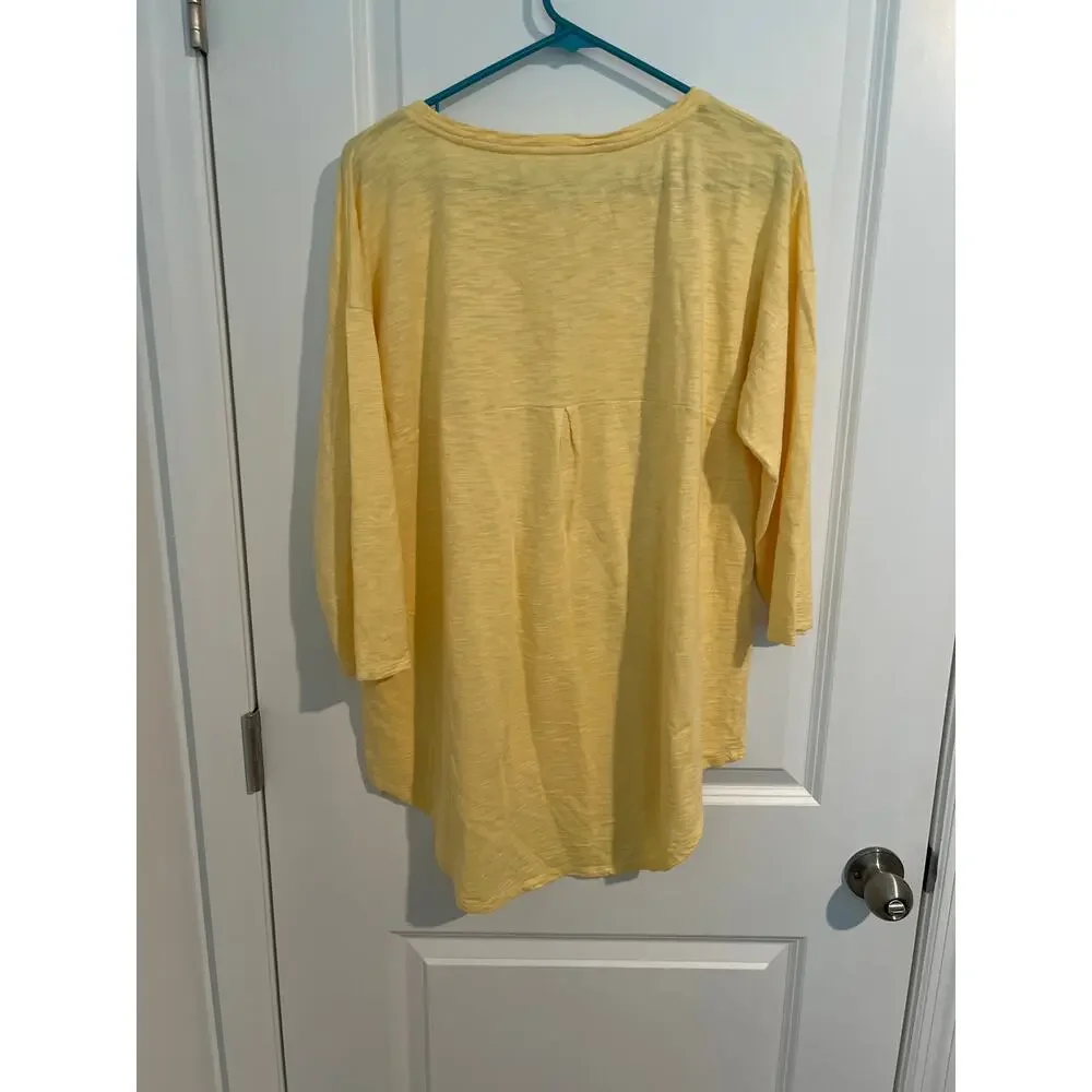 Chico’s Yellow Cotton Top – Size 2 (US Large 12/14) - Picture 4 of 6
